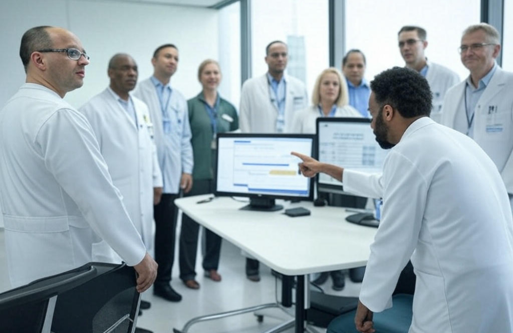 A consultant providing ongoing support to hospital staff for anesthesia service oversight and improvement.